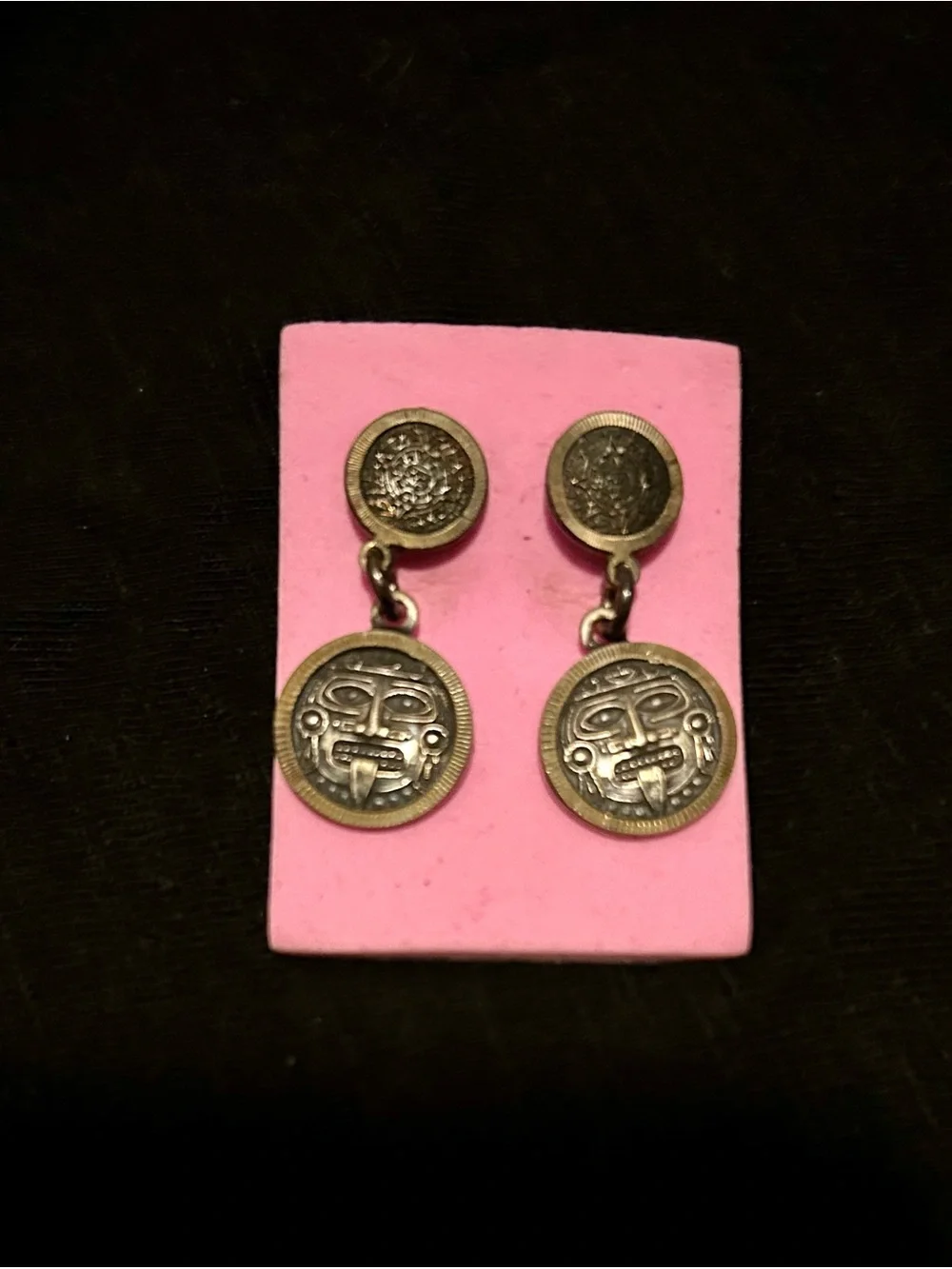 Silver-Tone Tribal Coin Drop Earrings